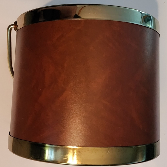 Faux Leather and Brass Heraldry Ice Bucket - Picture 4 of 5